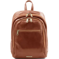 2 Compartments Leather Backpack