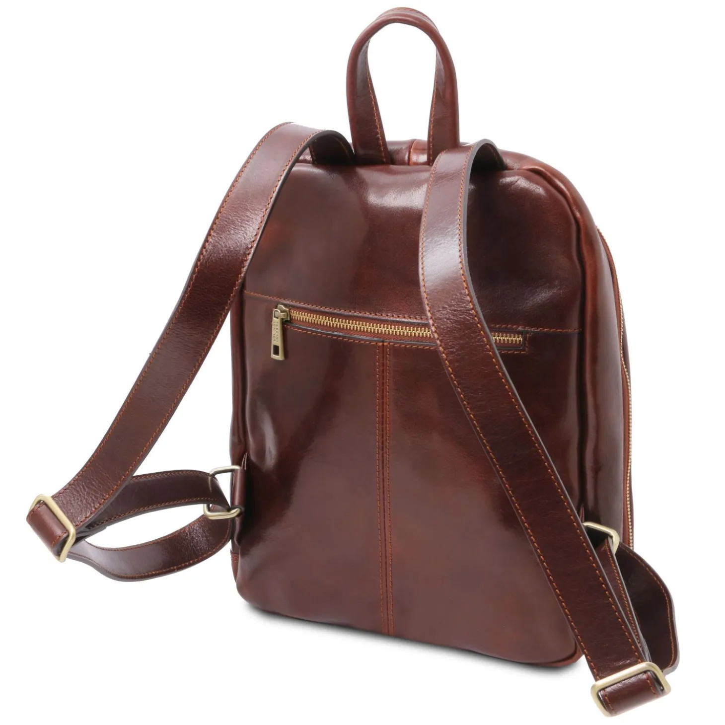 2 Compartments Leather Backpack