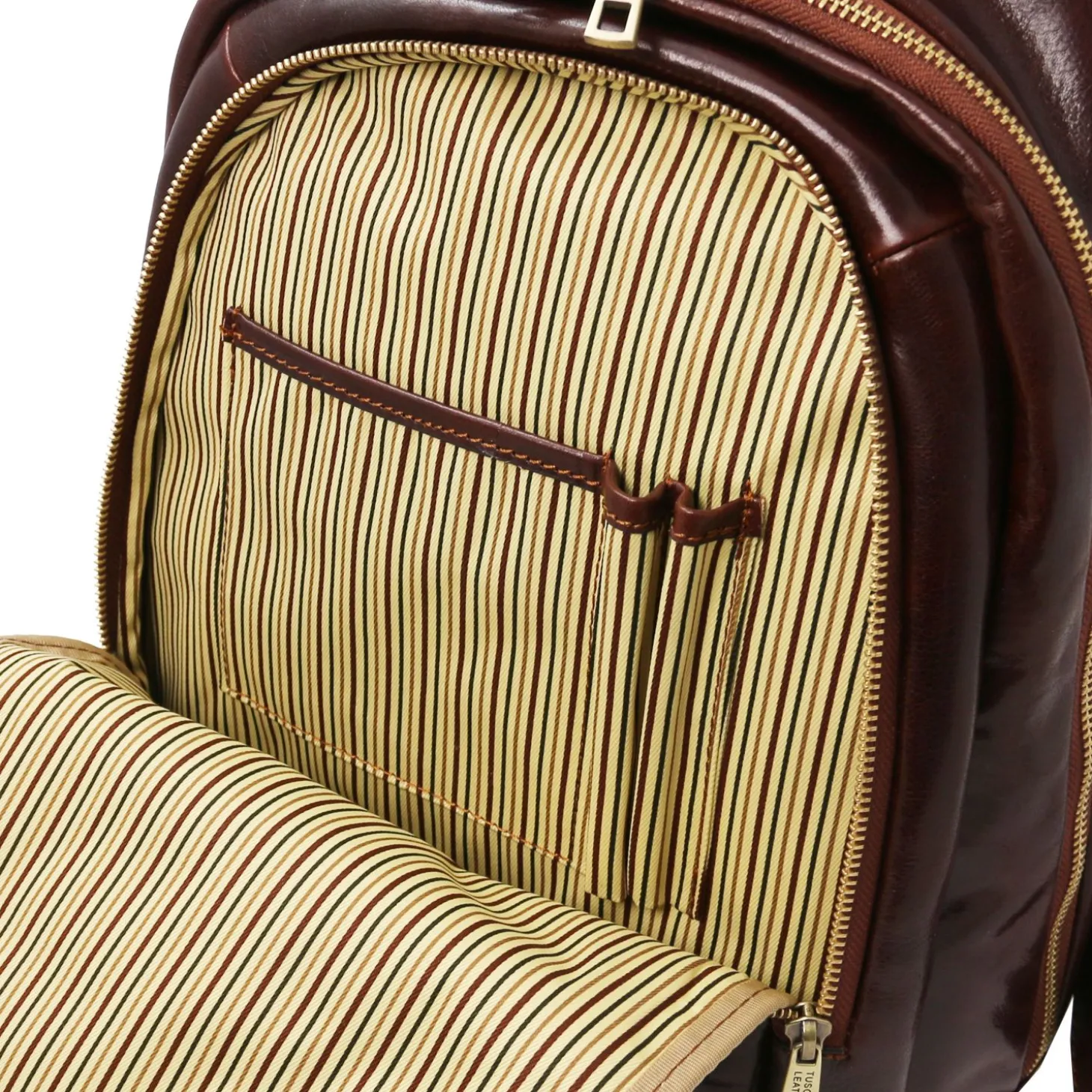 2 Compartments Leather Backpack