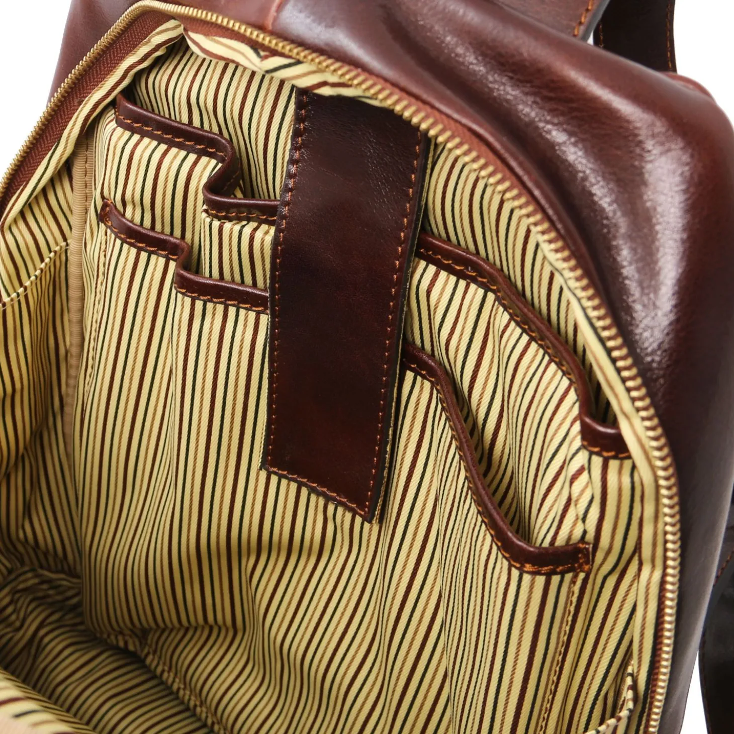 2 Compartments Leather Backpack