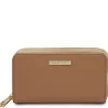 Double zip Around Leather Wallet