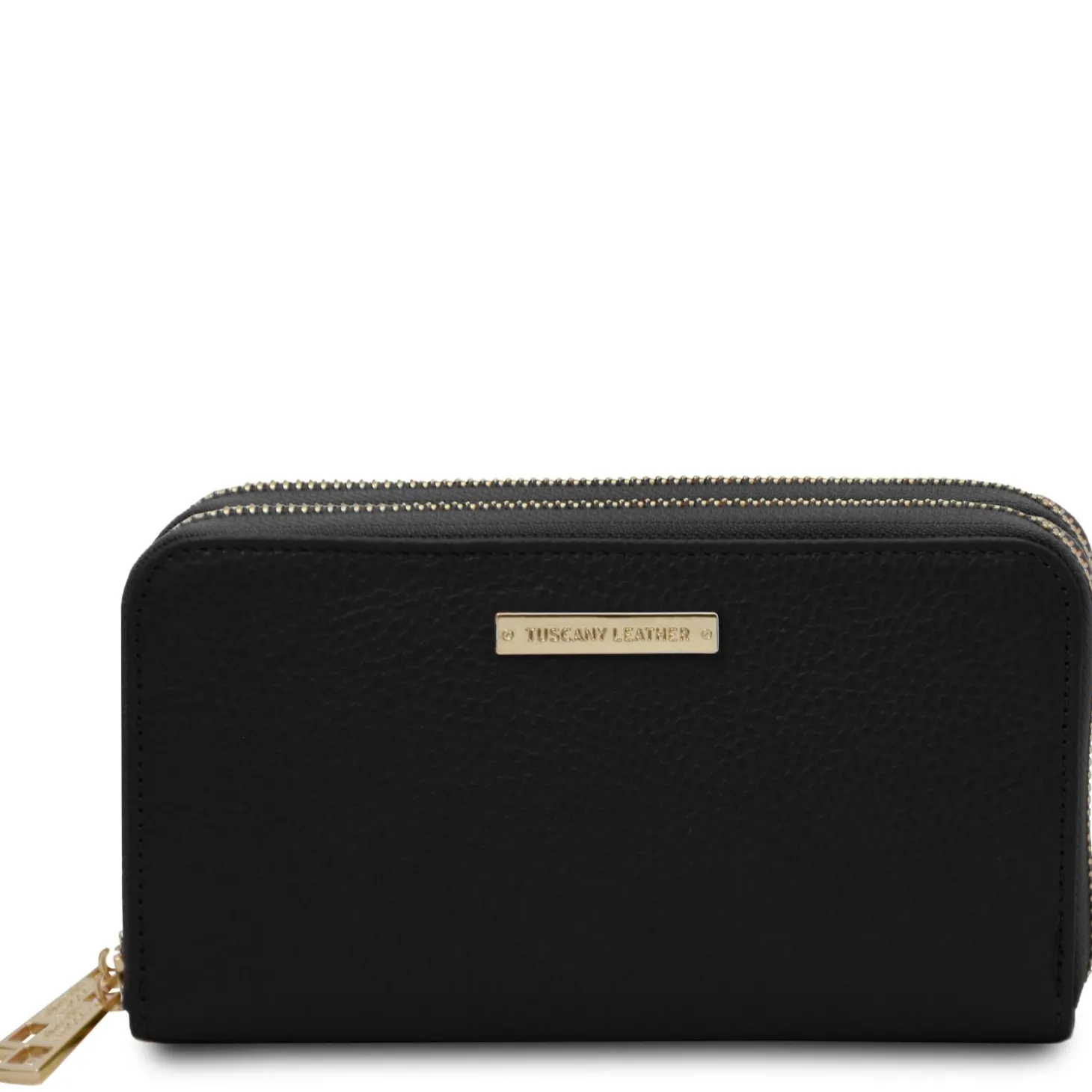 Double zip Around Leather Wallet