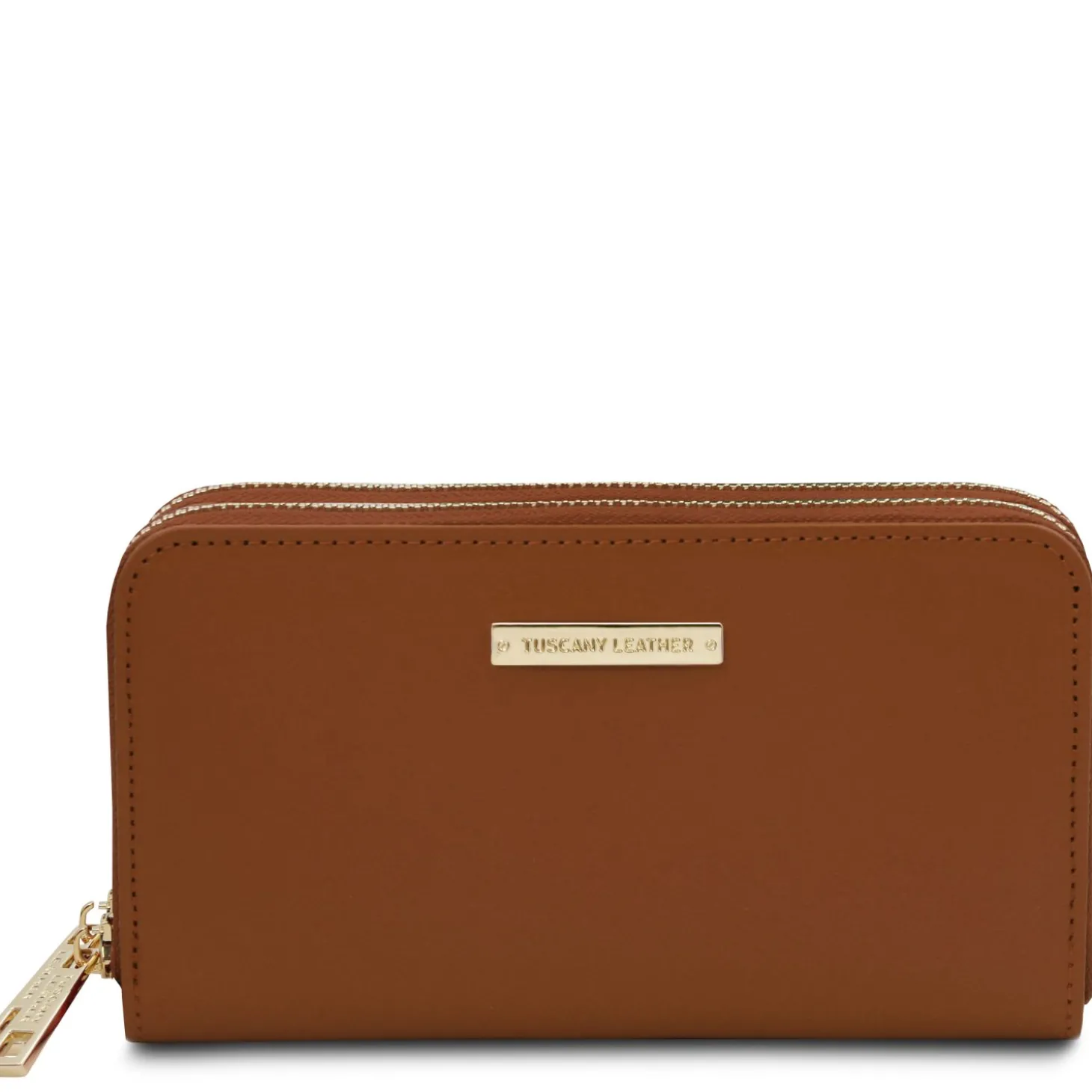 Double zip Around Leather Wallet