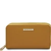 Double zip Around Leather Wallet