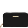 Double zip Around Leather Wallet