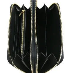 Double zip Around Leather Wallet