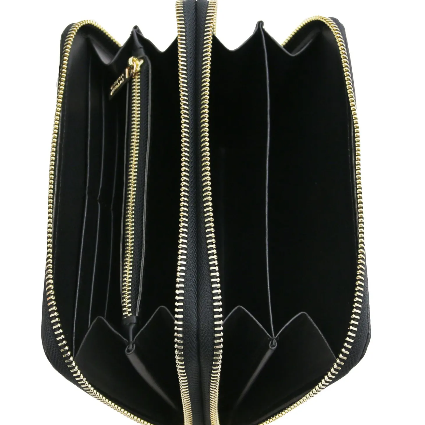 Double zip Around Leather Wallet