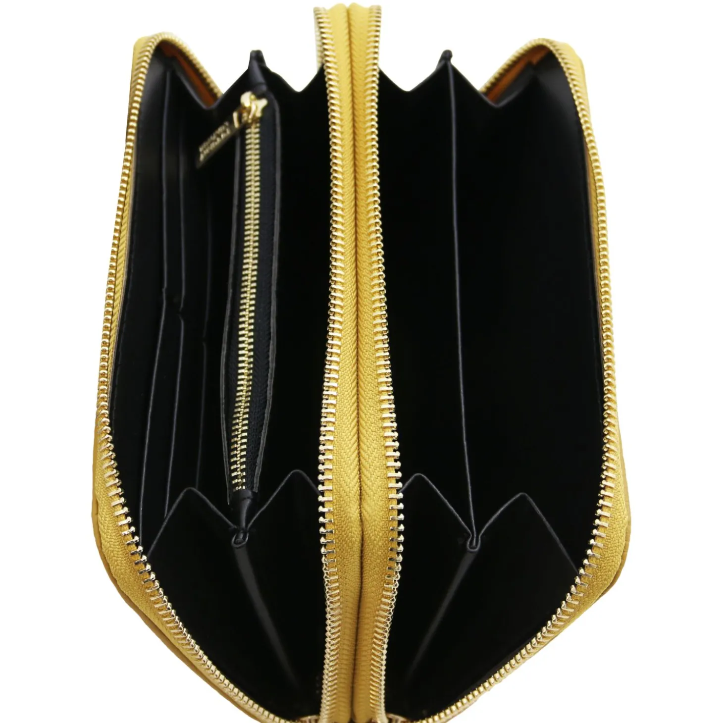 Double zip Around Leather Wallet