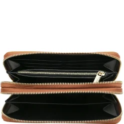 Double zip Around Leather Wallet