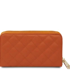 Double zip Around Soft Leather Wallet