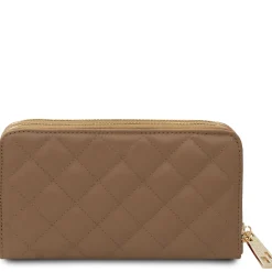 Double zip Around Soft Leather Wallet