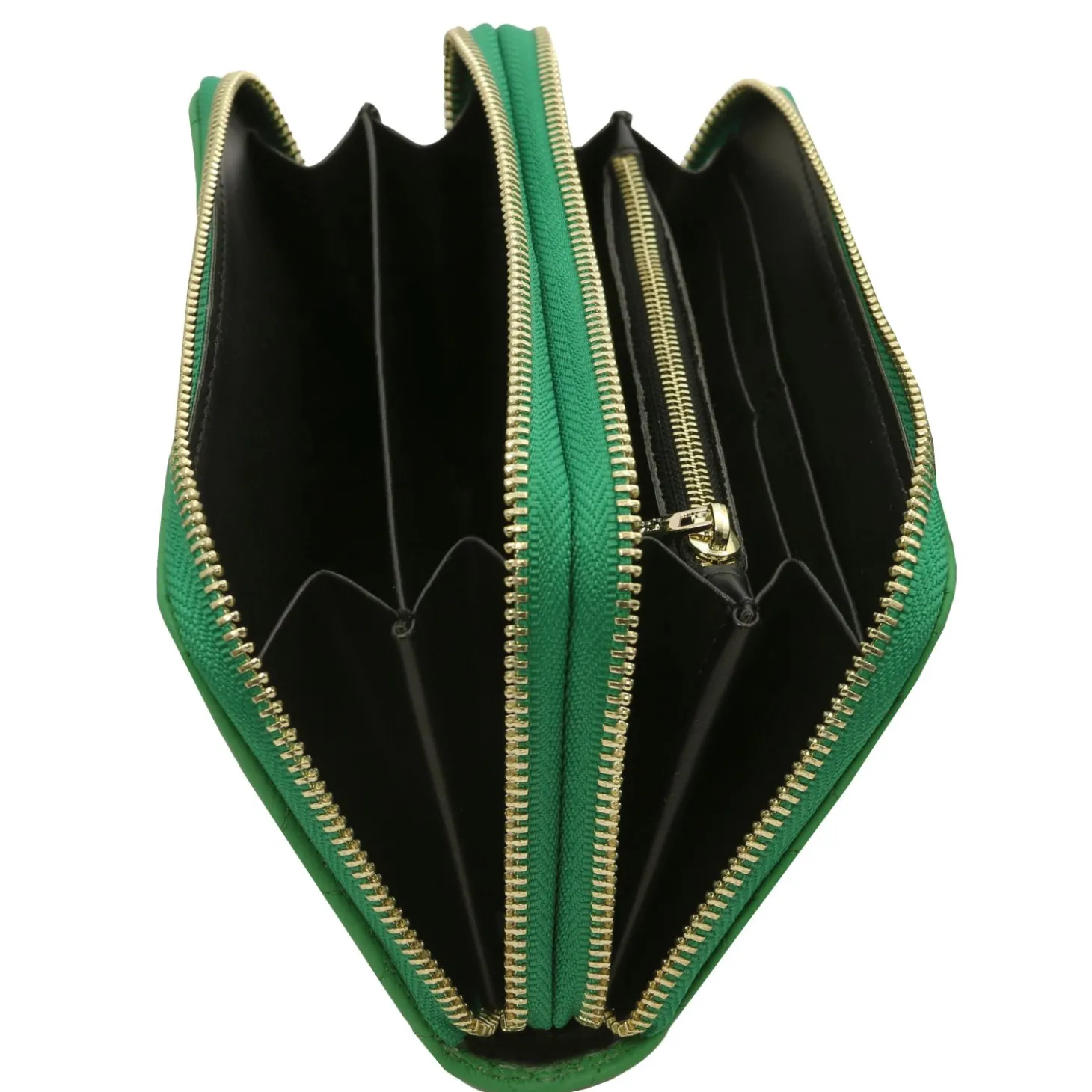 Double zip Around Soft Leather Wallet