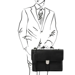Leather Briefcase 3 Compartments