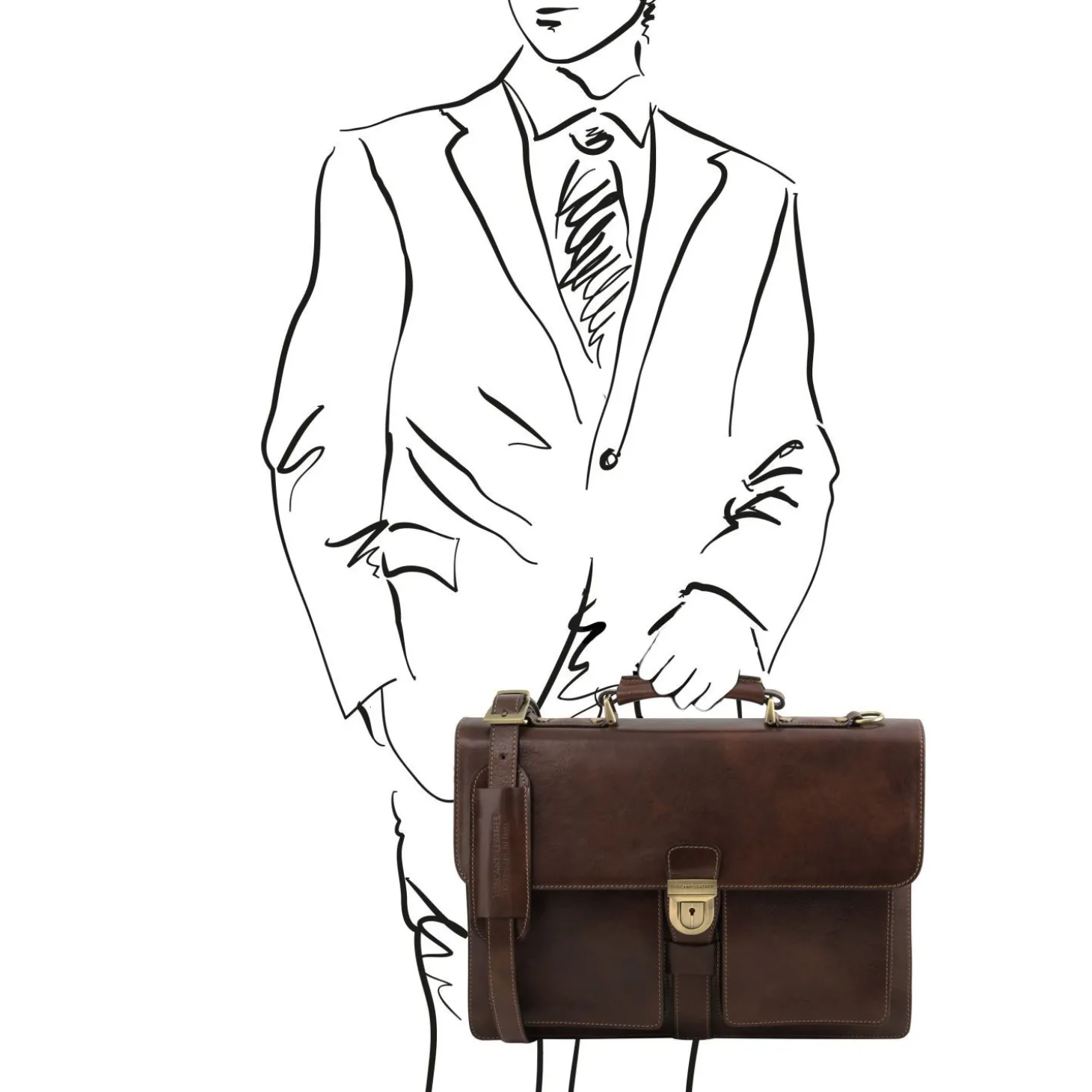 Leather Briefcase 3 Compartments