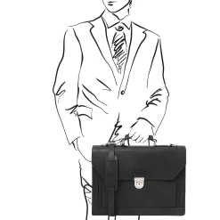 Leather Briefcase 3 Compartments