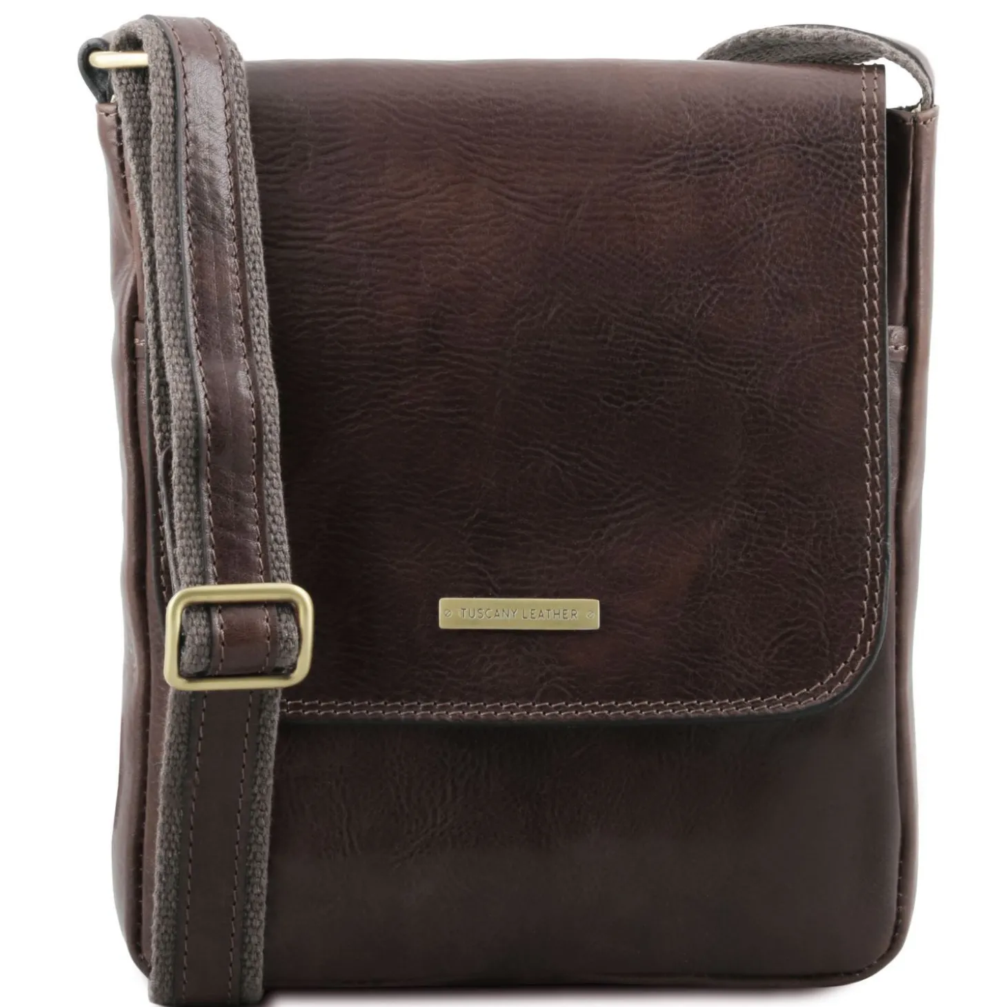 Leather Crossbody bag for men With Front zip