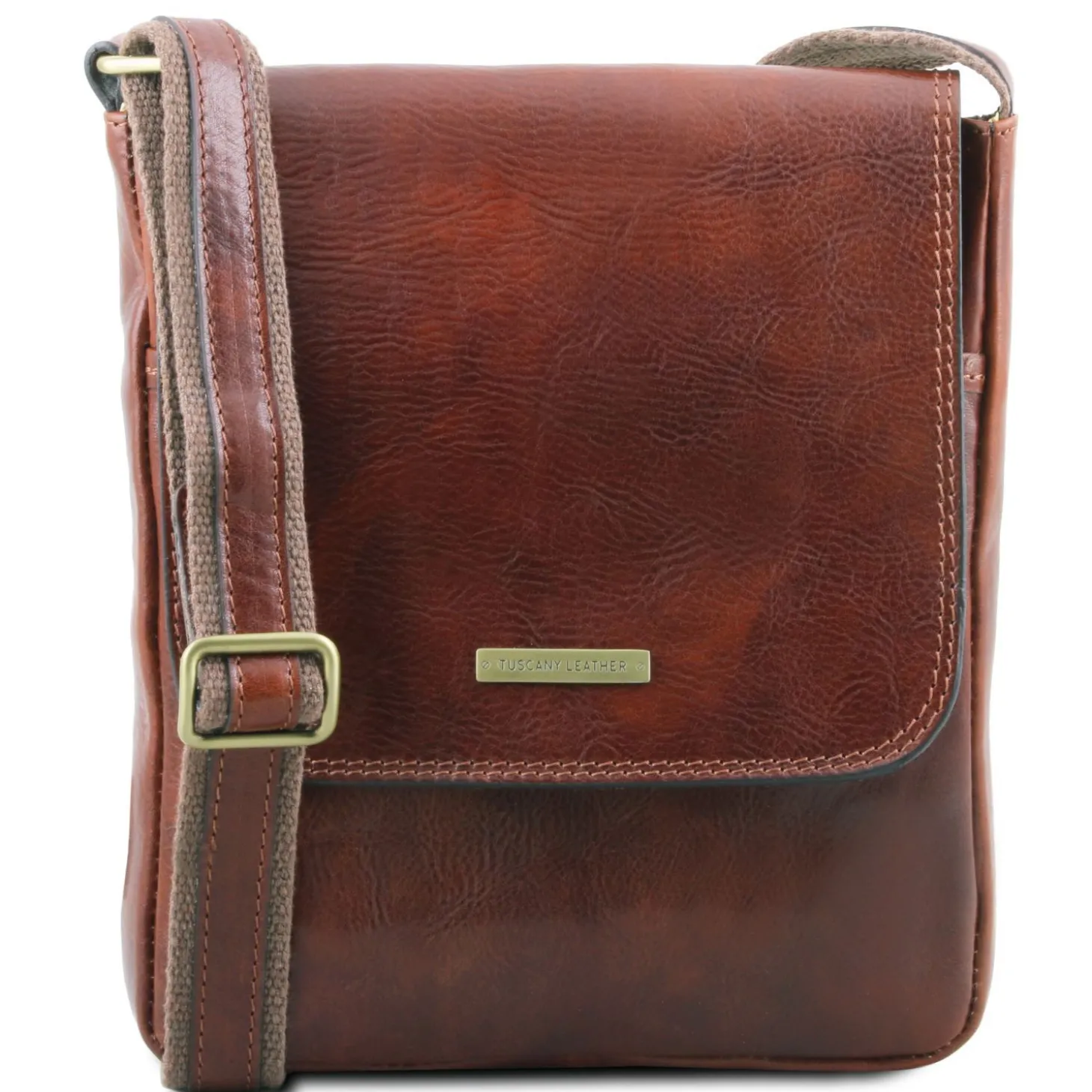 Leather Crossbody bag for men With Front zip