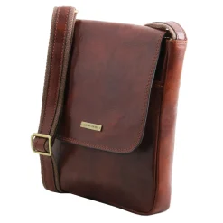 Leather Crossbody bag for men With Front zip