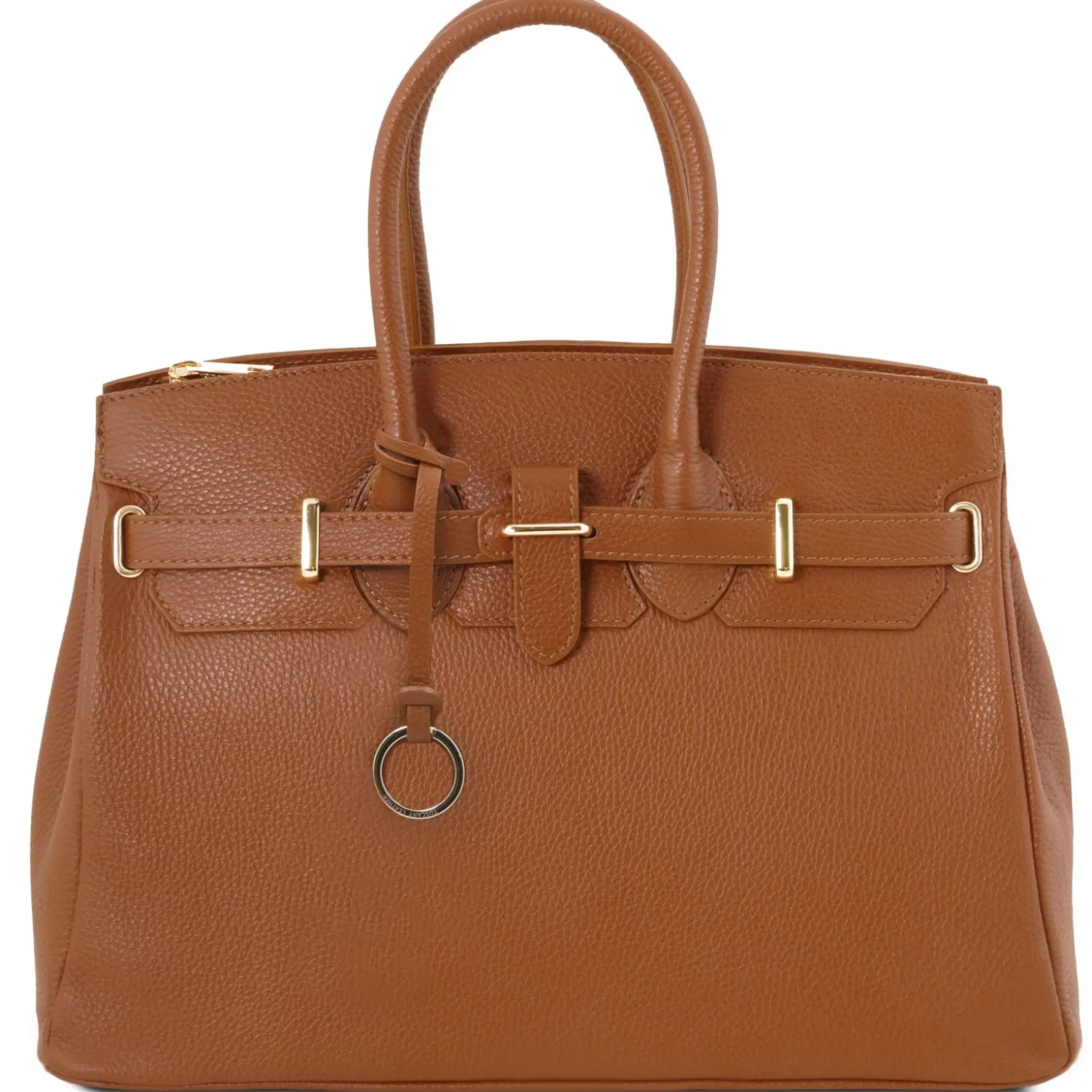 Leather Handbag With Golden Hardware