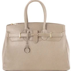 Leather Handbag With Golden Hardware