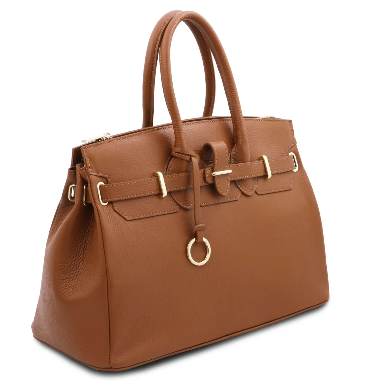 Leather Handbag With Golden Hardware