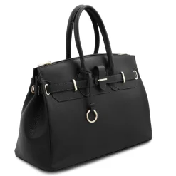 Leather Handbag With Golden Hardware