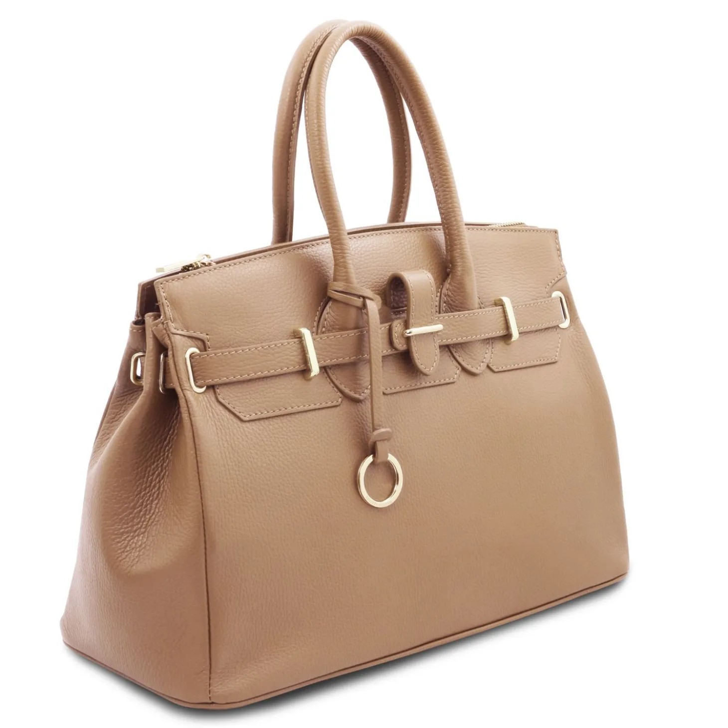 Leather Handbag With Golden Hardware