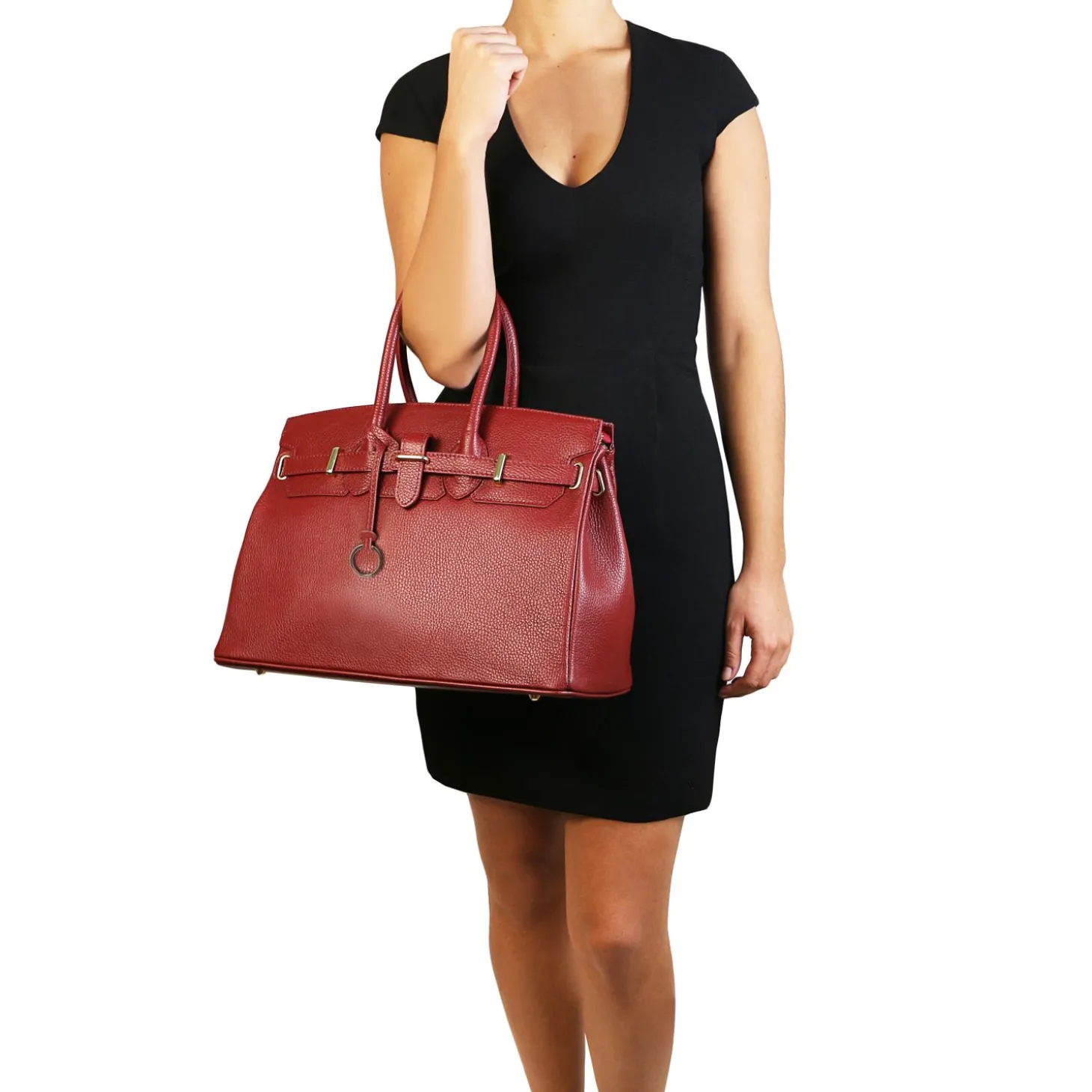 Leather Handbag With Golden Hardware