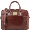 Leather Laptop Briefcase With Front Pocket
