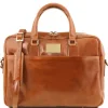 Leather Laptop Briefcase 2 Compartments With Front Pocket