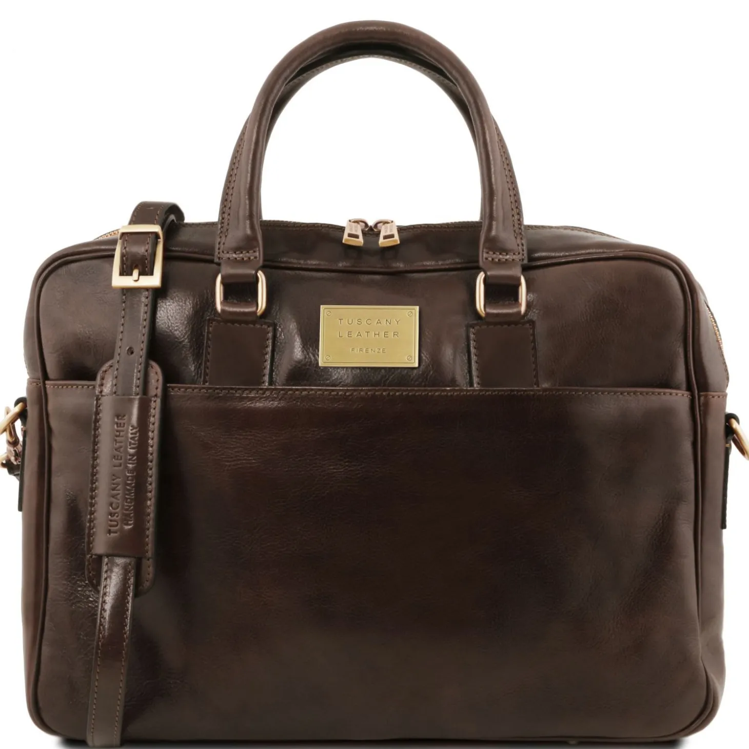 Leather Laptop Briefcase 2 Compartments With Front Pocket