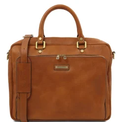 Leather Laptop Briefcase With Front Pocket