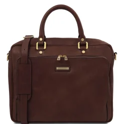 Leather Laptop Briefcase With Front Pocket