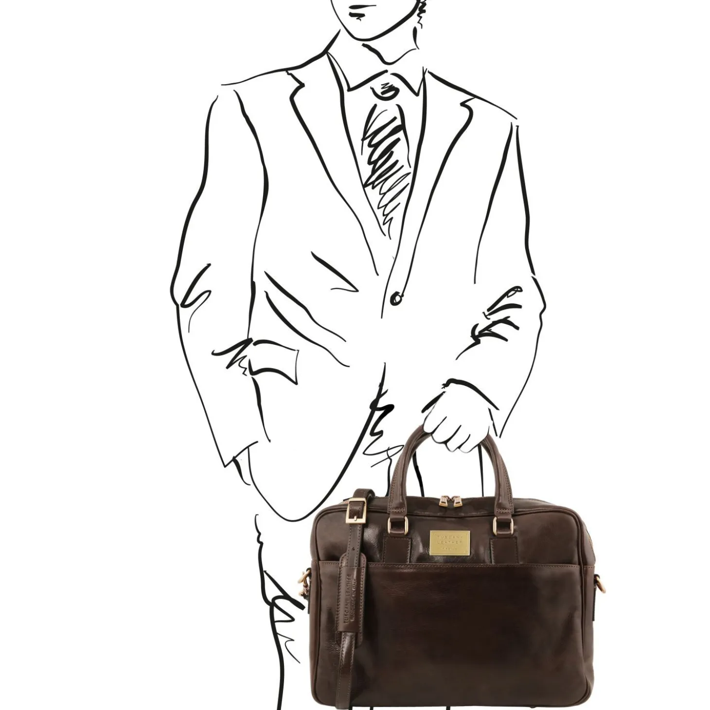 Leather Laptop Briefcase With Front Pocket