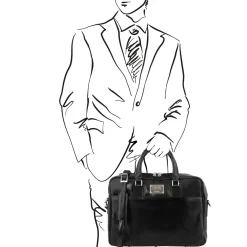 Leather Laptop Briefcase With Front Pocket