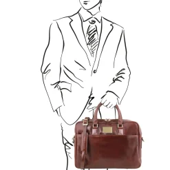 Leather Laptop Briefcase With Front Pocket