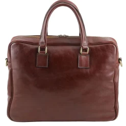Leather Laptop Briefcase With Front Pocket