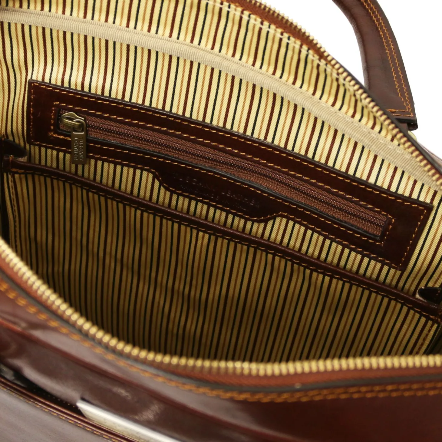 Leather Laptop Briefcase With Front Pocket