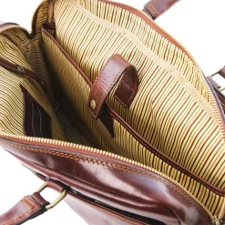 Leather Laptop Briefcase 2 Compartments With Front Pocket