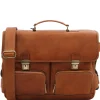 Leather Multi Compartment TL SMART Briefcase With Front Pockets