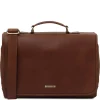 Leather Multi Compartment TL SMART Briefcase With Flap