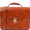 Leather Multi Compartment TL SMART Laptop Briefcase