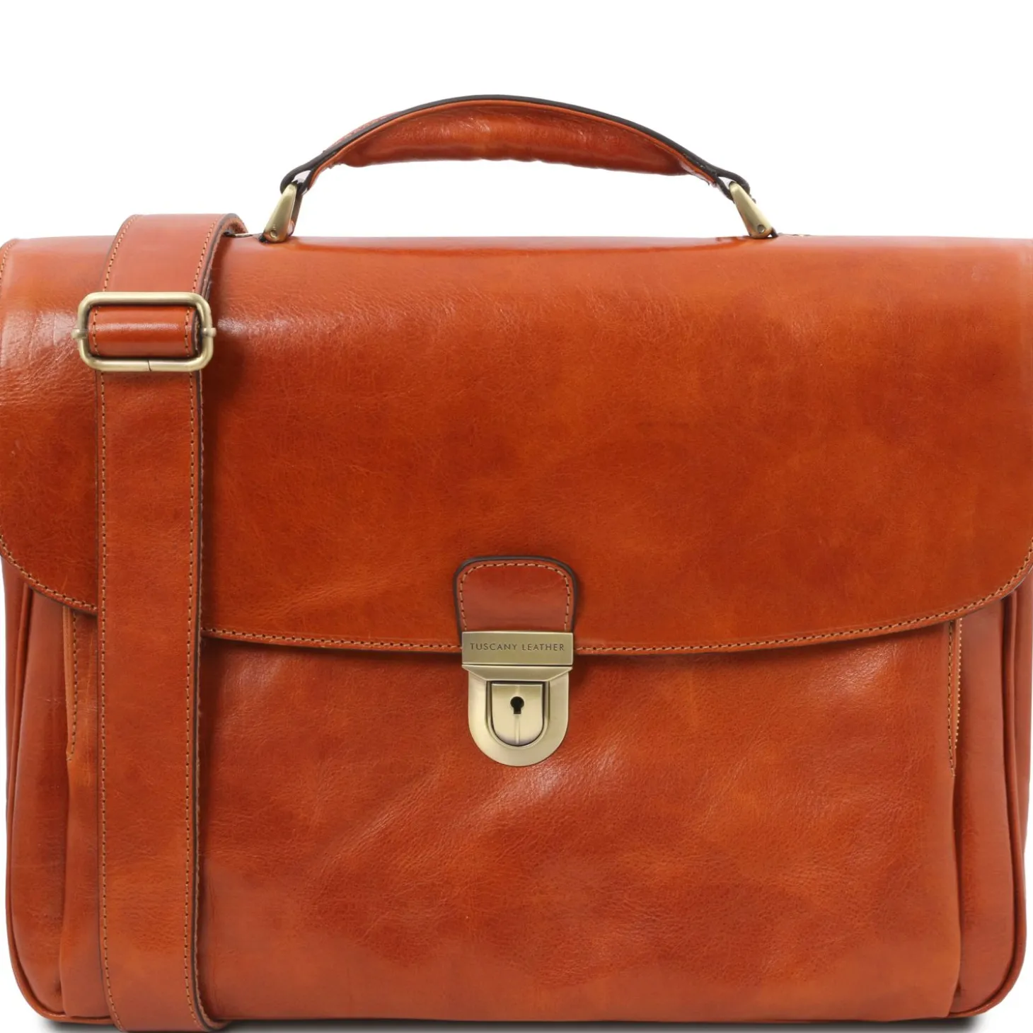 Leather Multi Compartment TL SMART Laptop Briefcase