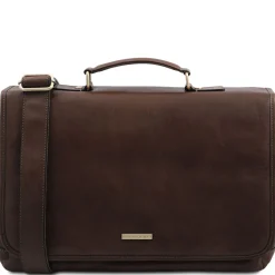 Leather Multi Compartment TL SMART Briefcase With Flap