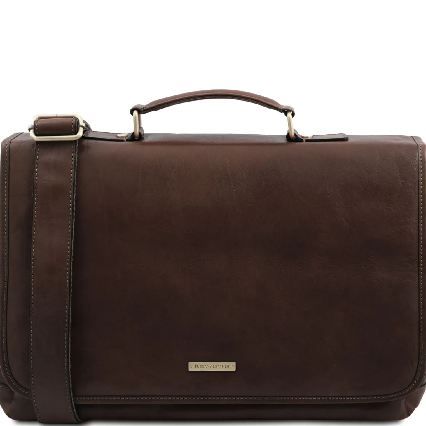 Leather Multi Compartment TL SMART Briefcase With Flap