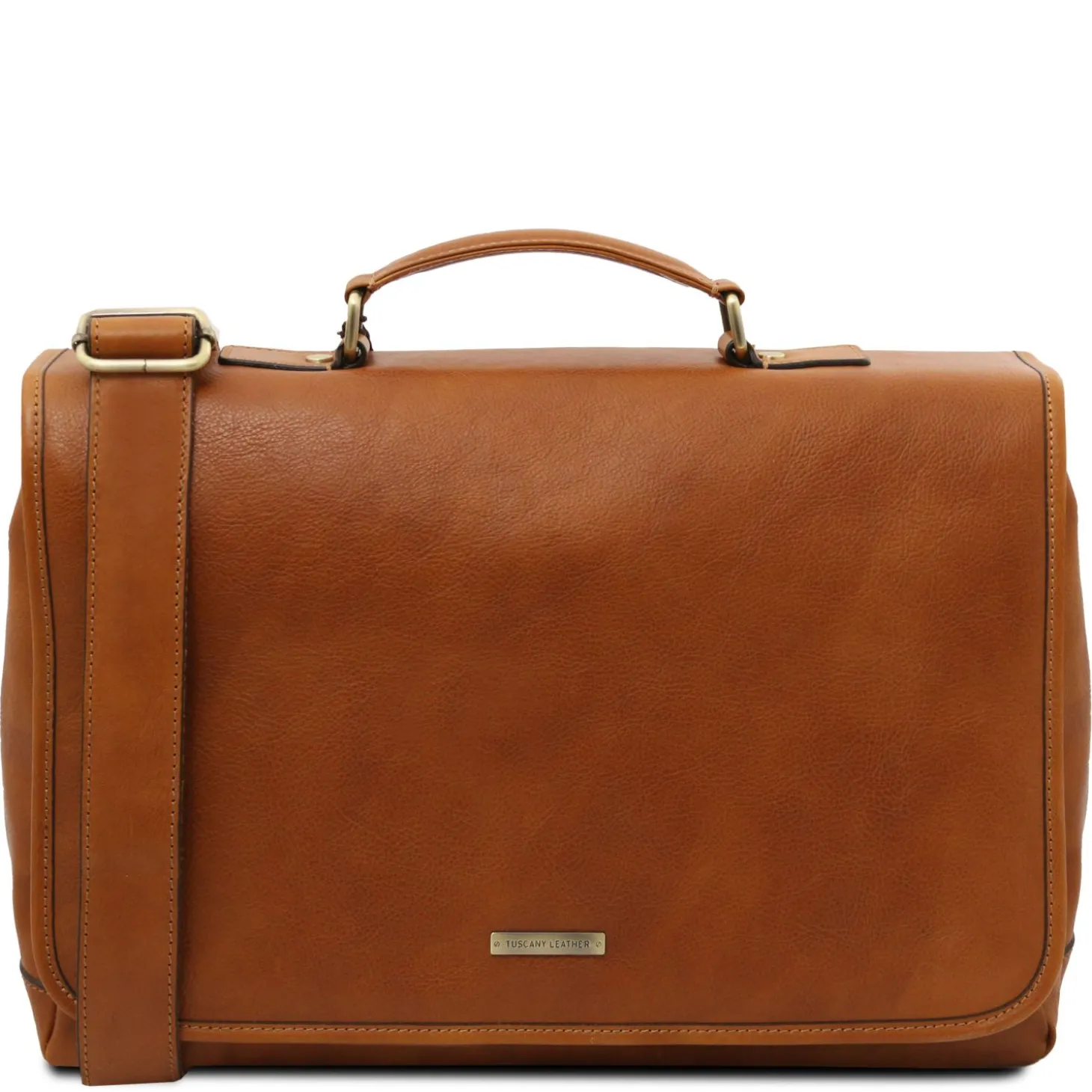 Leather Multi Compartment TL SMART Briefcase With Flap