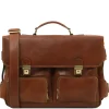 Leather Multi Compartment TL SMART Briefcase With Front Pockets