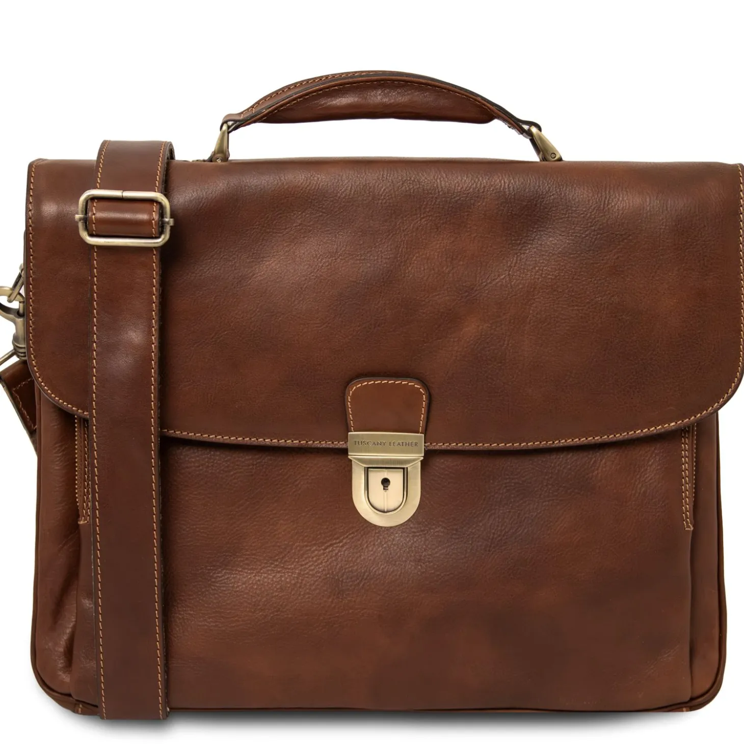 Leather Multi Compartment TL SMART Laptop Briefcase