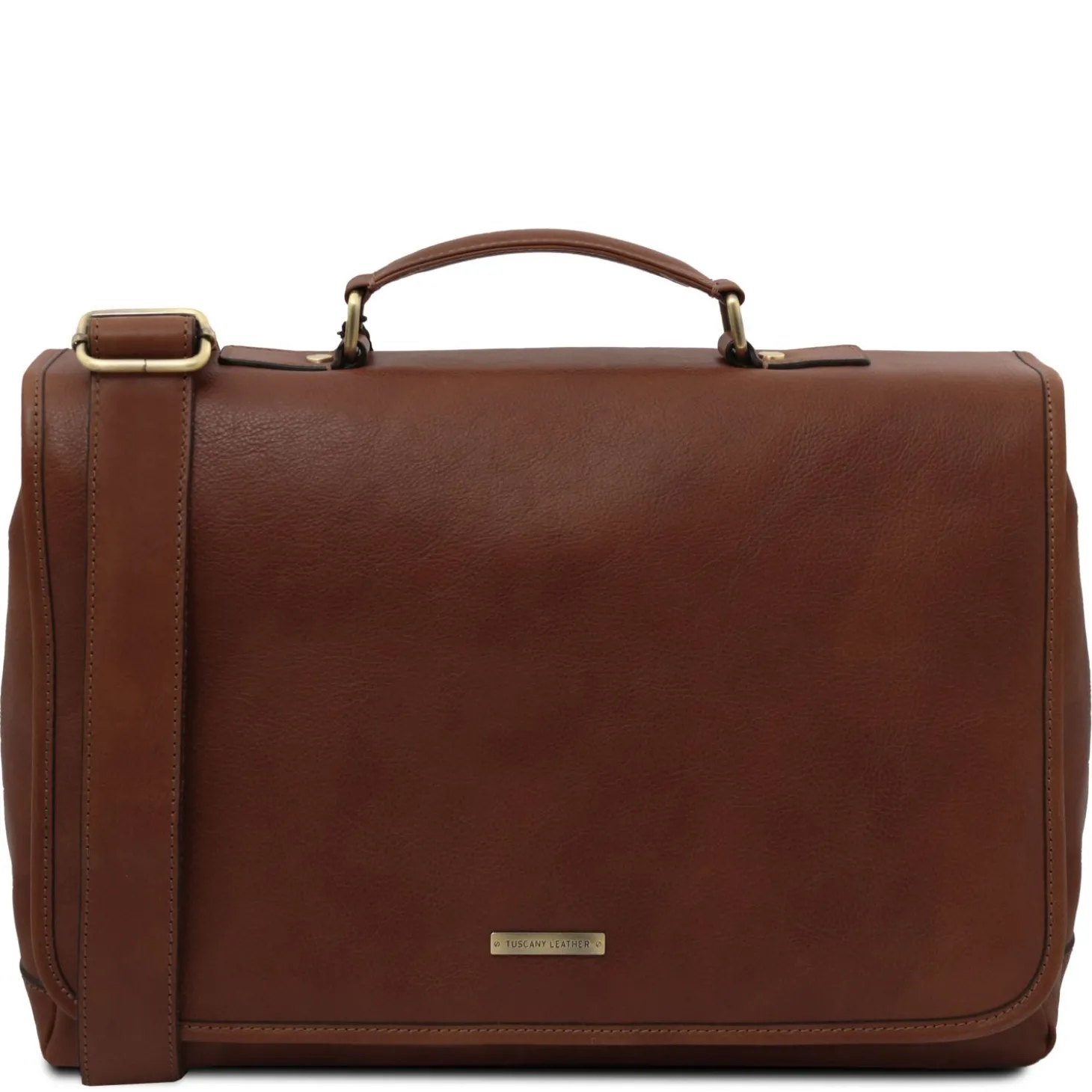 Leather Multi Compartment TL SMART Briefcase With Flap