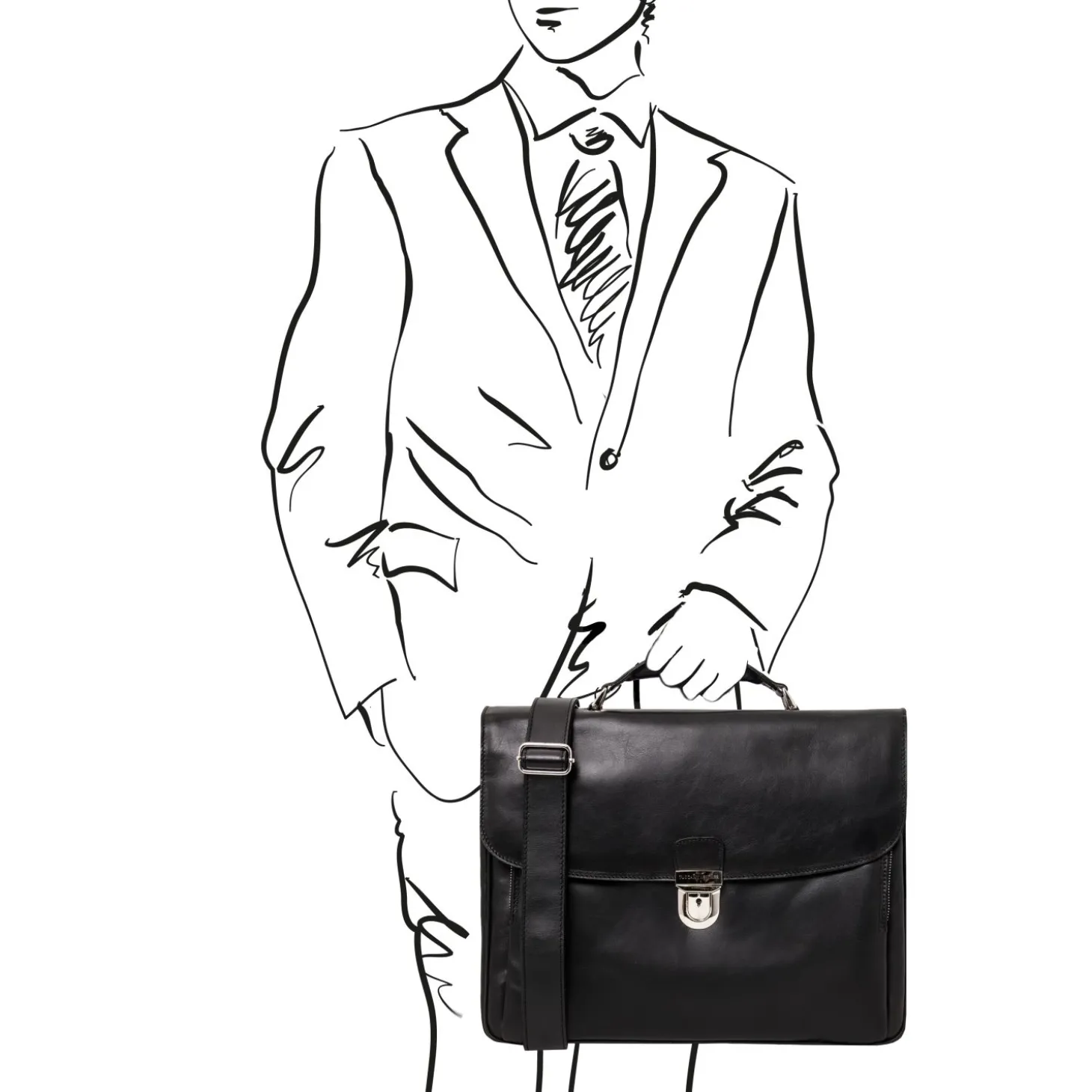 Leather Multi Compartment TL SMART Laptop Briefcase